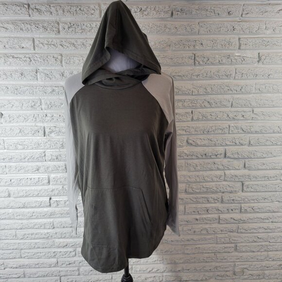 Lularoe Womens Top Extra Large Tee Hoodie Raglan Sleeve Gray Pockets GRA34E - Picture 1 of 5